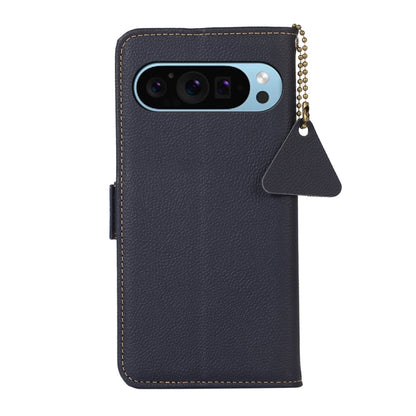 For Google Pixel 9 Side-Magnetic TJ Genuine Leather RFID Phone Case(Blue) - Google Cases by PMC Jewellery | Online Shopping South Africa | PMC Jewellery | Buy Now Pay Later Mobicred