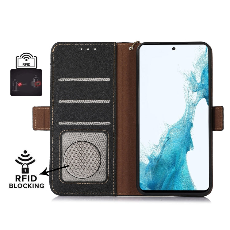 For Google Pixel 9 Side-Magnetic TJ Genuine Leather RFID Phone Case(Black) - Google Cases by PMC TechLife | Online Shopping South Africa | PMC TechLife | Buy Now Pay Later Mobicred