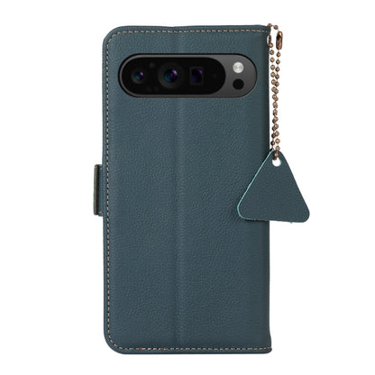 For Google Pixel 9 Pro Side-Magnetic TJ Genuine Leather RFID Phone Case(Green) - Google Cases by PMC Jewellery | Online Shopping South Africa | PMC Jewellery | Buy Now Pay Later Mobicred