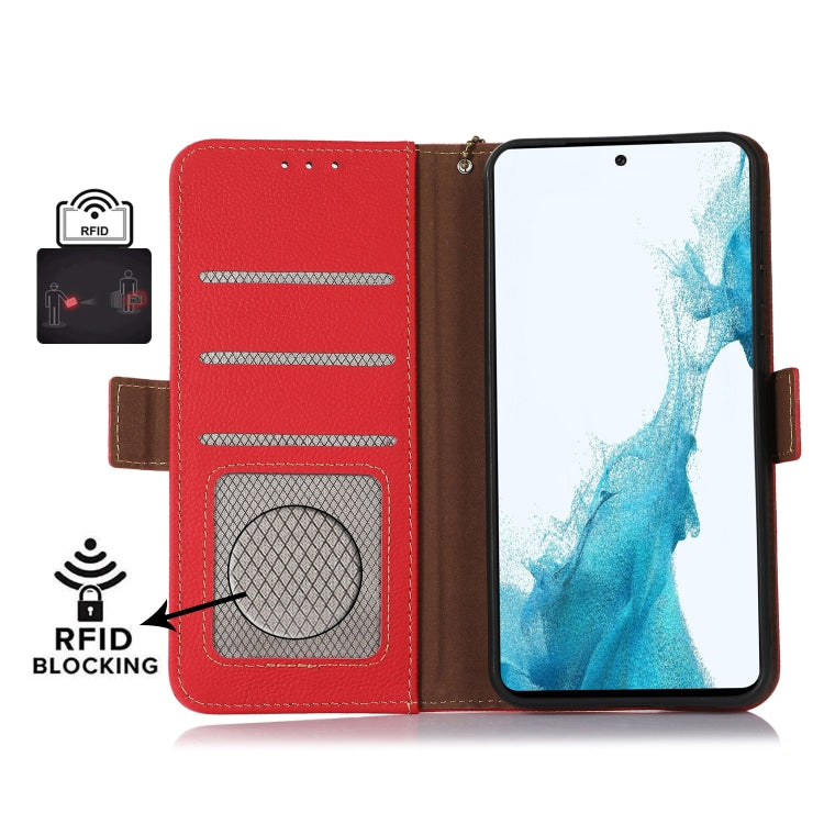 For Google Pixel 9 Pro Side-Magnetic TJ Genuine Leather RFID Phone Case(Red) - Google Cases by PMC TechLife | Online Shopping South Africa | PMC TechLife | Buy Now Pay Later Mobicred