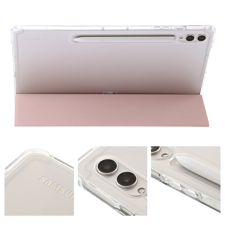 For Samsung Galaxy Tab S9+ 3-Fold Clear Acrylic Leather Tablet Case(Pink) - Galaxy Tab S9+ Cases by PMC Jewellery | Online Shopping South Africa | PMC Jewellery | Buy Now Pay Later Mobicred