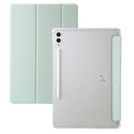 For Samsung Galaxy Tab S9 Ultra/S8 Ultra 3-Fold Clear Acrylic Leather Tablet Case(Green) - Galaxy Tab S9 Ultra Cases by PMC Jewellery | Online Shopping South Africa | PMC Jewellery | Buy Now Pay Later Mobicred