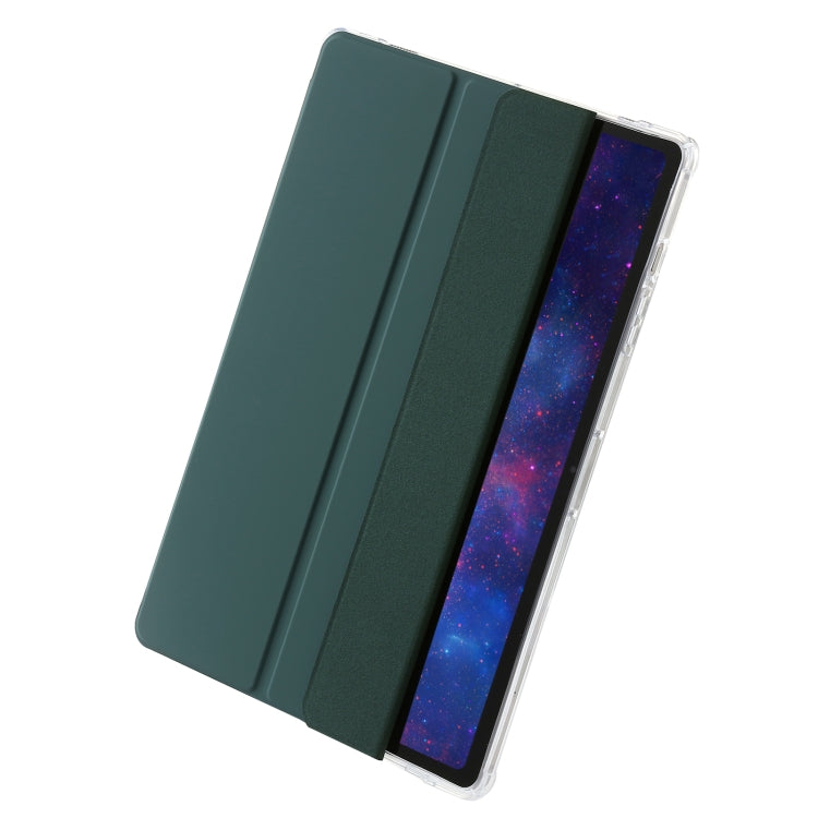 For Samsung Galaxy Tab S9 Ultra/S8 Ultra 3-Fold Clear Acrylic Leather Tablet Case(Deep Green) - Galaxy Tab S9 Ultra Cases by PMC Jewellery | Online Shopping South Africa | PMC Jewellery | Buy Now Pay Later Mobicred