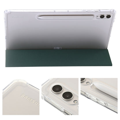 For Samsung Galaxy Tab S9 Ultra/S8 Ultra 3-Fold Clear Acrylic Leather Tablet Case(Deep Green) - Galaxy Tab S9 Ultra Cases by PMC Jewellery | Online Shopping South Africa | PMC Jewellery | Buy Now Pay Later Mobicred