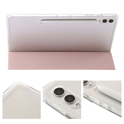 For Samsung Galaxy Tab S10 Ultra 3-Fold Clear Acrylic Leather Tablet Case(Pink) - Tab S10 Ultra Cases by PMC Jewellery | Online Shopping South Africa | PMC Jewellery | Buy Now Pay Later Mobicred