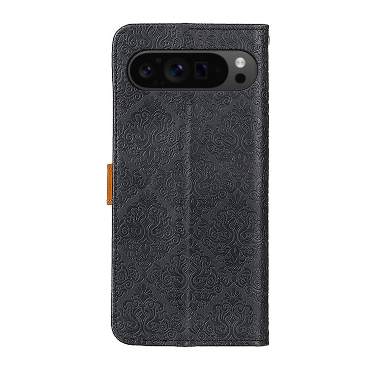 For Google Pixel 9 Pro European Floral Embossed Leather Phone Case(Black) - Google Cases by PMC Jewellery | Online Shopping South Africa | PMC Jewellery | Buy Now Pay Later Mobicred