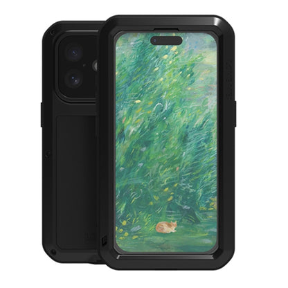 For iPhone 16 LOVE MEI Metal Shockproof Life Waterproof Dustproof Phone Case(Black) - iPhone 16 Cases by LOVE MEI | Online Shopping South Africa | PMC Jewellery | Buy Now Pay Later Mobicred