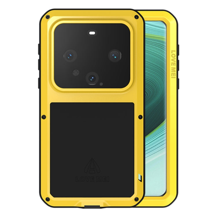 For Huawei Mate 60 Pro / 60 Pro+ LOVE MEI Metal Shockproof Life Waterproof Dustproof Phone Case(Yellow) - Huawei Cases by LOVE MEI | Online Shopping South Africa | PMC Jewellery