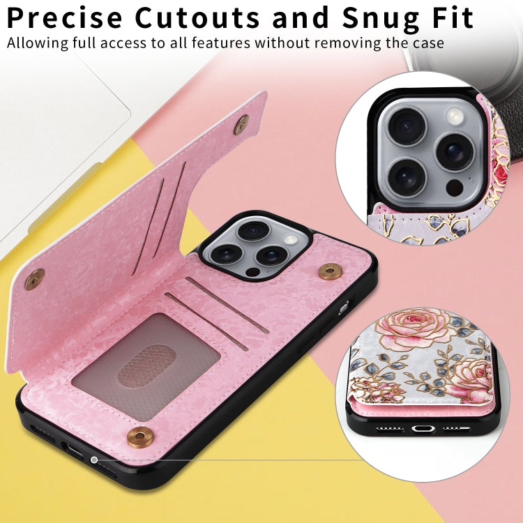 For iPhone 16 Pro Max Printed Double Buckle RFID Anti-theft Phone Case(Pastoral Rose) - iPhone 16 Pro Max Cases by PMC Jewellery | Online Shopping South Africa | PMC Jewellery | Buy Now Pay Later Mobicred