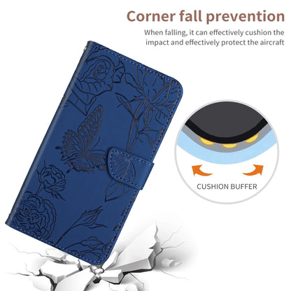 For Google Pixel 9 Skin Feel Butterfly Embossed Flip Leather Phone Case(Blue) - Google Cases by PMC Jewellery | Online Shopping South Africa | PMC Jewellery | Buy Now Pay Later Mobicred