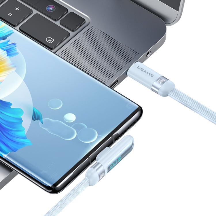 USAMS US-SJ653 PD 100W USB-C/Type-C to USB-C/Type-C Aluminum Alloy Digital Display Fast Charging Elbow Data Cable, Length: 1.2m(Beige) - USB-C & Type-C Cable by USAMS | Online Shopping South Africa | PMC Jewellery | Buy Now Pay Later Mobicred