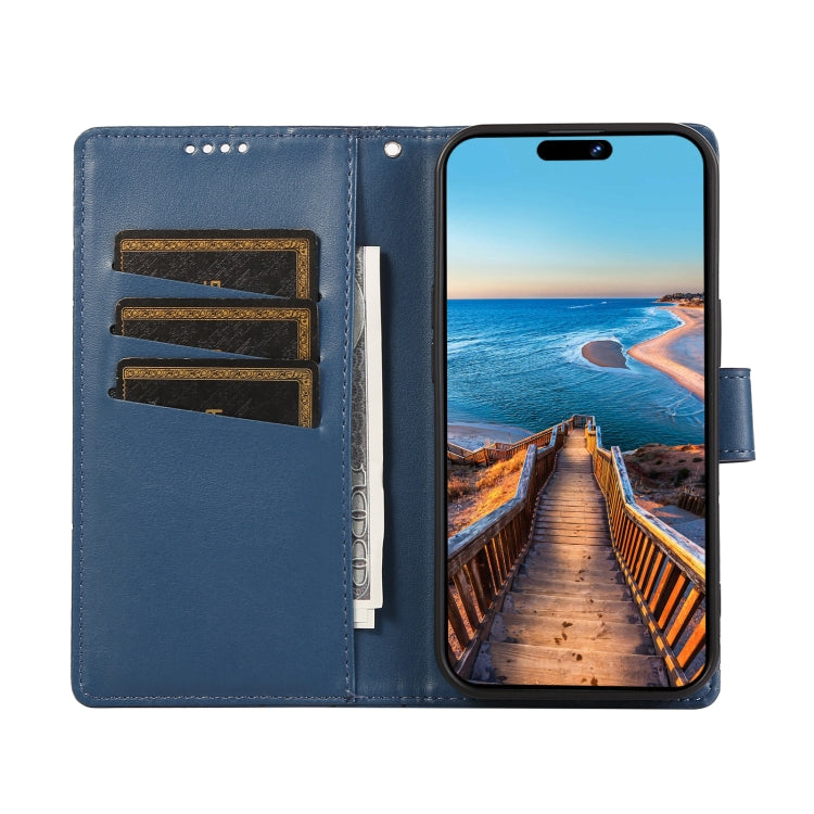 For Xiaomi 13 PU Genuine Leather Texture Embossed Line Phone Case(Blue) - 13 Cases by PMC Jewellery | Online Shopping South Africa | PMC Jewellery | Buy Now Pay Later Mobicred