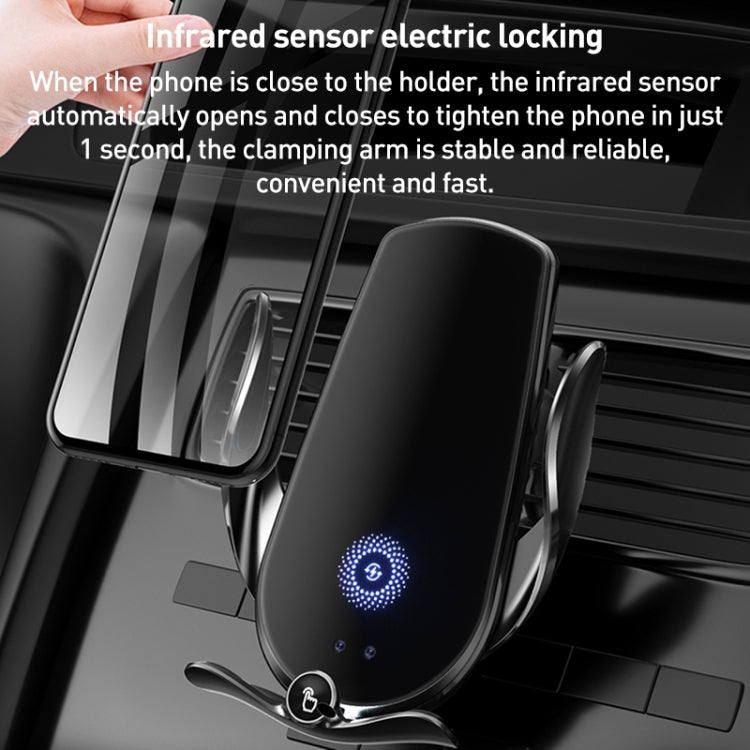 M1 Electric Opening/Closing Wireless Fast Charging Air Outlet Car Holder(Black) - Wireless Charger Holders by PMC Jewellery | Online Shopping South Africa | PMC Jewellery | Buy Now Pay Later Mobicred