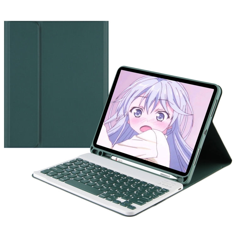 For Samsung Galaxy Tab S9 FE Square Cap Bluetooth Keyboard Leather Case with Pen Slot(Dark Green) - Samsung Keyboard by PMC TechLife | Online Shopping South Africa | PMC TechLife