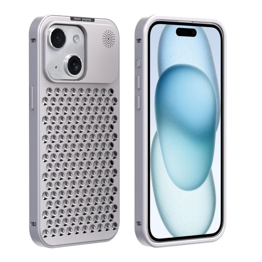 For iPhone 15 R-JUST RJ58 Aromatherapy Metal Cooling Phone Case(Silver) - iPhone 15 Cases by R-JUST | Online Shopping South Africa | PMC Jewellery