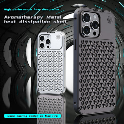 For iPhone 15 Pro R-JUST RJ58 Aromatherapy Metal Cooling Phone Case(Black) - iPhone 15 Pro Cases by R-JUST | Online Shopping South Africa | PMC Jewellery