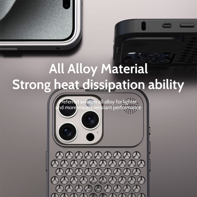 For iPhone 15 Pro R-JUST RJ58 Aromatherapy Metal Cooling Phone Case(Black) - iPhone 15 Pro Cases by R-JUST | Online Shopping South Africa | PMC Jewellery