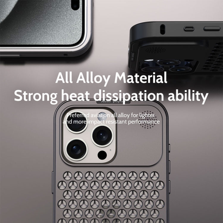 For iPhone 15 Pro Max R-JUST RJ58 Aromatherapy Metal Cooling Phone Case(Silver) - iPhone 15 Pro Max Cases by R-JUST | Online Shopping South Africa | PMC Jewellery