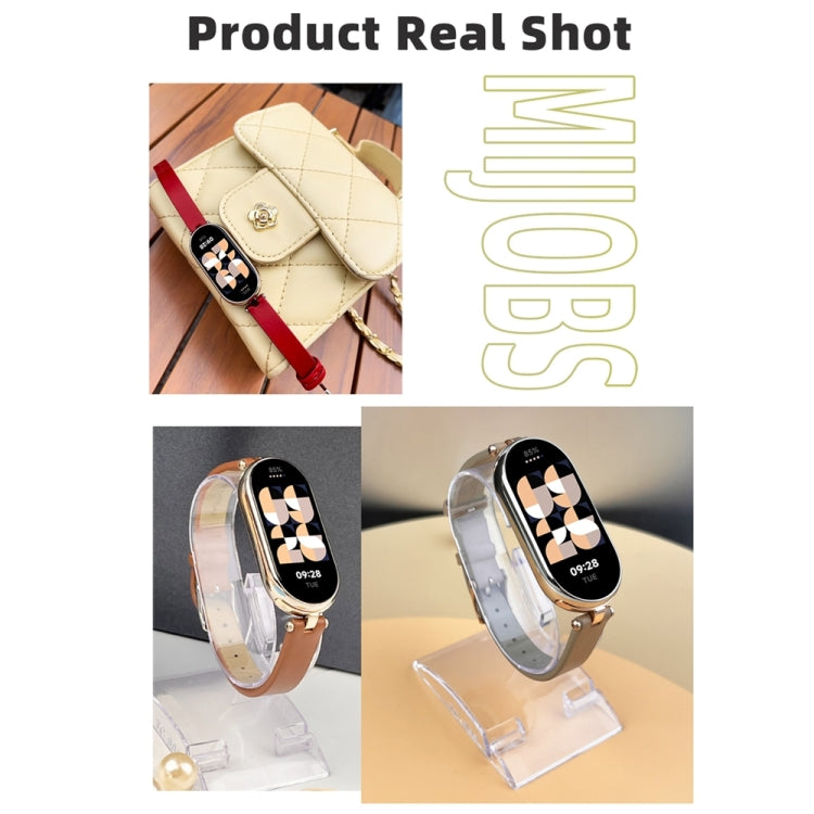 For Xiaomi Mi Band 8 / 9 / 9 NFC Mijobs First Layer Cowhide Watch Band(Red Light Gold) - Watch Bands by MIJOBS | Online Shopping South Africa | PMC TechLife | Buy Now Pay Later Mobicred