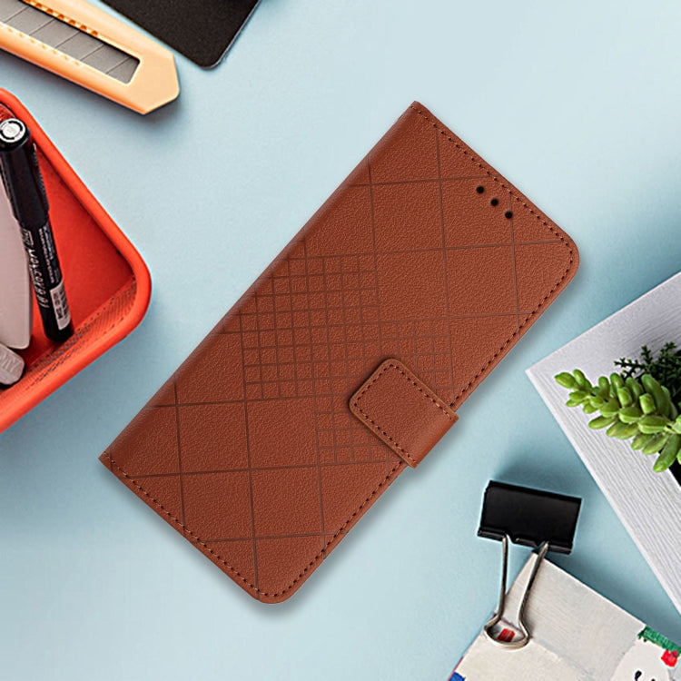 For iPhone 16 Pro Rhombic Grid Texture Leather Phone Case(Brown) - free shipping - PMC TechLife - Order now!
