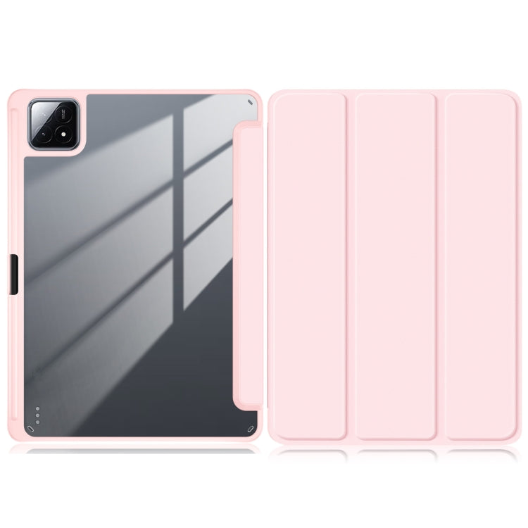 For Xiaomi Pad 6S Pro 12.4 Acrylic 3-Fold Solid Color Smart Leather Tablet Case(Pink) - More Tablet Cases by PMC Jewellery | Online Shopping South Africa | PMC Jewellery | Buy Now Pay Later Mobicred