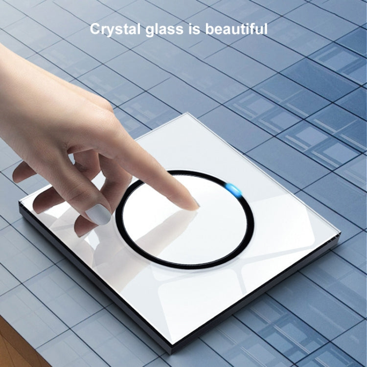 86mm Round LED Tempered Glass Switch Panel, White Round Glass, Style:Computer Socket -  by PMC Jewellery | Online Shopping South Africa | PMC Jewellery | Buy Now Pay Later Mobicred