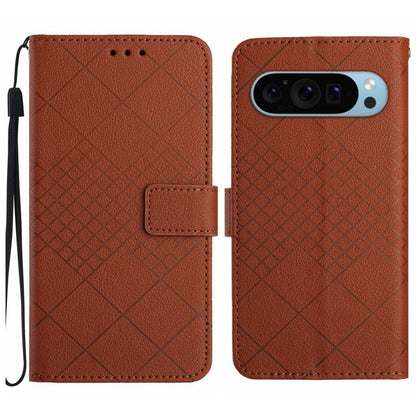 For Google Pixel 9 Pro Rhombic Grid Texture Leather Phone Case(Brown) - Google Cases by PMC Jewellery | Online Shopping South Africa | PMC Jewellery | Buy Now Pay Later Mobicred