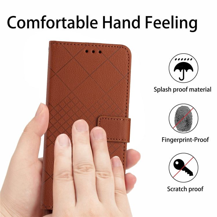 For Google Pixel 9 Pro Rhombic Grid Texture Leather Phone Case(Brown) - Google Cases by PMC Jewellery | Online Shopping South Africa | PMC Jewellery | Buy Now Pay Later Mobicred