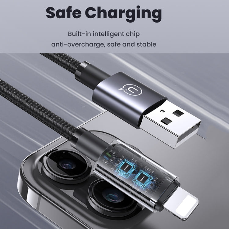 USAMS US-SJ669 USB To 8 Pin 2.4A Fast Charge Data Cable, Length: 2m(Black) - Normal Style Cable by USAMS | Online Shopping South Africa | PMC Jewellery | Buy Now Pay Later Mobicred