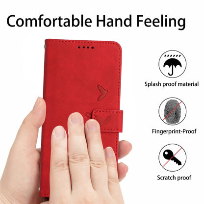 For Xiaomi Redmi K70 / K70 Pro Skin Feel Heart Embossed Leather Phone Case with Long Lanyard(Red) - K70 Pro Cases by PMC Jewellery | Online Shopping South Africa | PMC Jewellery | Buy Now Pay Later Mobicred