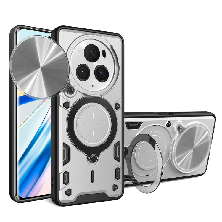 For Honor Magic6 Pro 5G CD Texture Sliding Camshield Magnetic Holder Phone Case(Silver) - Honor Cases by PMC Jewellery | Online Shopping South Africa | PMC Jewellery | Buy Now Pay Later Mobicred