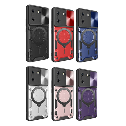 For Tecno Pova 5 CD Texture Sliding Camshield Magnetic Holder Phone Case(Purple) - Tecno Cases by PMC Jewellery | Online Shopping South Africa | PMC Jewellery | Buy Now Pay Later Mobicred