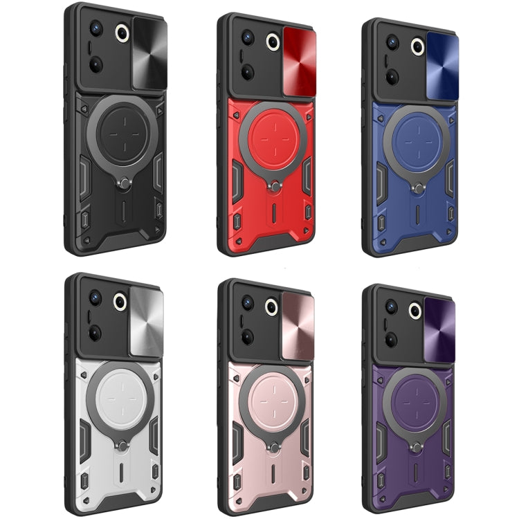 For Tecno Camon 20 Pro 5G CD Texture Sliding Camshield Magnetic Holder Phone Case(Blue) - Tecno Cases by PMC TechLife | Online Shopping South Africa | PMC TechLife | Buy Now Pay Later Mobicred