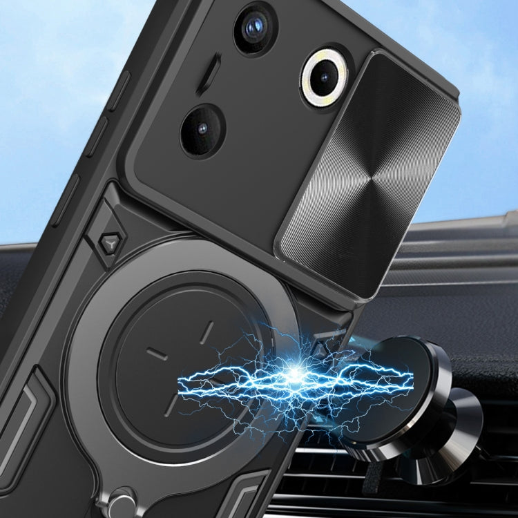For Tecno Camon 20 Pro 5G CD Texture Sliding Camshield Magnetic Holder Phone Case(Blue) - Tecno Cases by PMC TechLife | Online Shopping South Africa | PMC TechLife | Buy Now Pay Later Mobicred