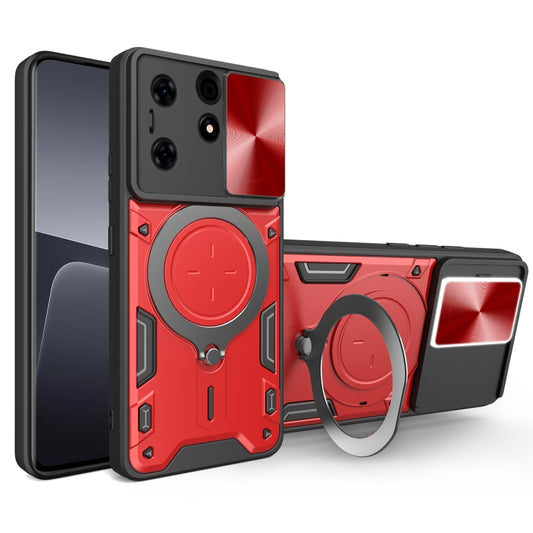 For Tecno Spark 10 Pro 4G CD Texture Sliding Camshield Magnetic Holder Phone Case(Red) - Tecno Cases by PMC Jewellery | Online Shopping South Africa | PMC Jewellery | Buy Now Pay Later Mobicred