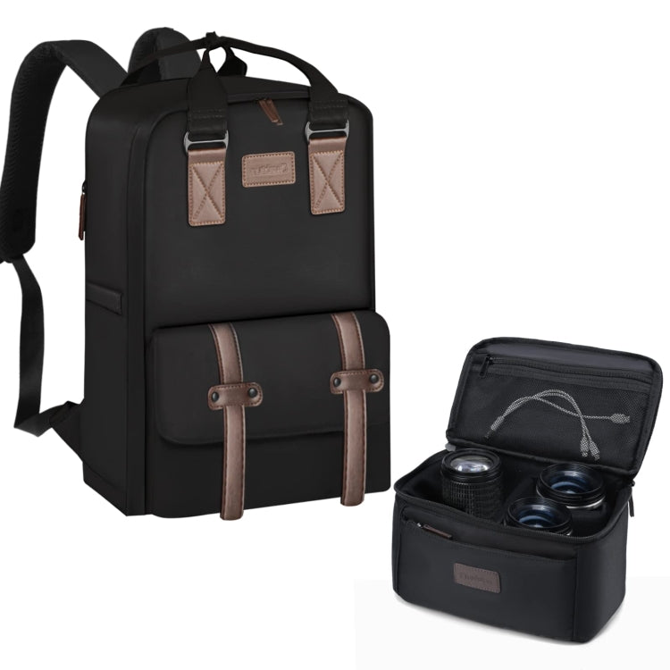 Cwatcun D78 Camera Laptop Backpack Bag With Detachable Insert Camera Case(Black) - free shipping - PMC TechLife - Order now!