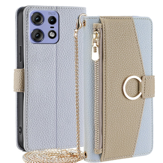 For Motorola Edge 50 Pro 5G Crossbody Litchi Texture Leather Phone Case(Blue) - Motorola Cases by PMC Jewellery | Online Shopping South Africa | PMC Jewellery | Buy Now Pay Later Mobicred