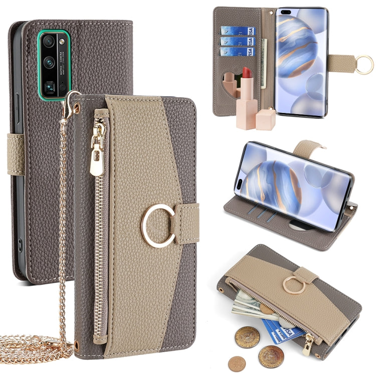 For Honor 30 Pro Crossbody Litchi Texture Leather Phone Case(Grey) - Honor Cases by PMC TechLife | Online Shopping South Africa | PMC TechLife | Buy Now Pay Later Mobicred