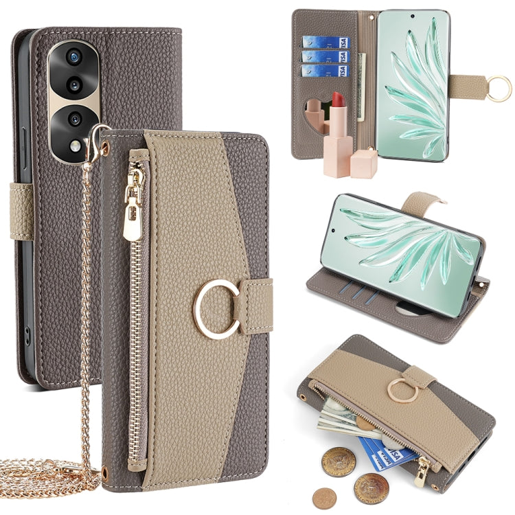 For Honor 70 Pro / 70 Pro+ Crossbody Litchi Texture Leather Phone Case(Grey) - Honor Cases by PMC TechLife | Online Shopping South Africa | PMC TechLife | Buy Now Pay Later Mobicred
