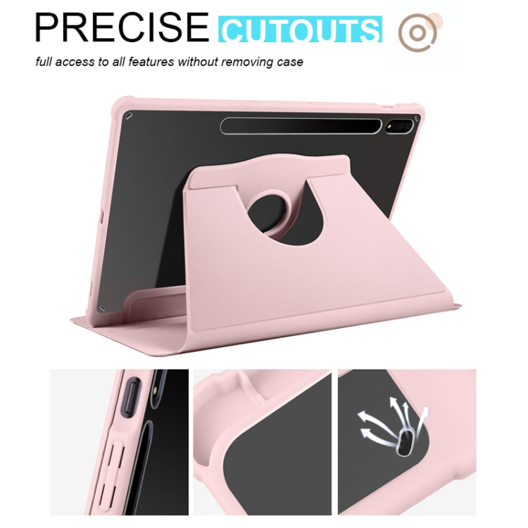 For Samsung Galaxy Tab S10+ / S9+ Acrylic 360 Degree Rotation Holder Tablet Leather Case(Sand Pink) - Galaxy Tab S9+ Cases by PMC Jewellery | Online Shopping South Africa | PMC Jewellery | Buy Now Pay Later Mobicred