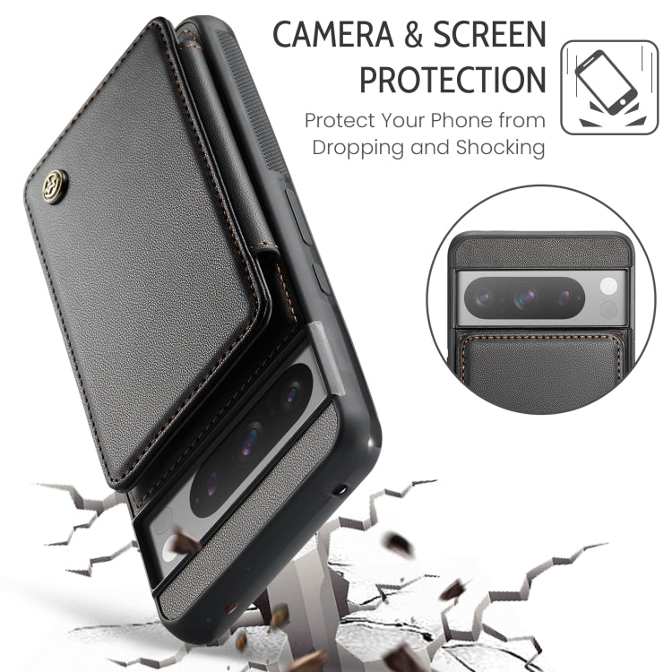 For Google Pixel 8 Pro CaseMe C22 Card Slots Holder RFID Anti-theft Phone Case(Black) - Google Cases by CaseMe | Online Shopping South Africa | PMC Jewellery | Buy Now Pay Later Mobicred