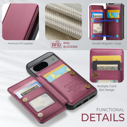 For Google Pixel 8a CaseMe C22 Card Slots Holder RFID Anti-theft Phone Case(Wine Red) - Google Cases by CaseMe | Online Shopping South Africa | PMC Jewellery | Buy Now Pay Later Mobicred