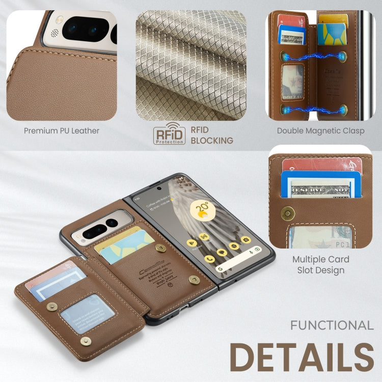 For Google Pixel Fold CaseMe C22 PC+TPU Business Style RFID Anti-theft Leather Phone Case(Brown) - Google Cases by CaseMe | Online Shopping South Africa | PMC Jewellery | Buy Now Pay Later Mobicred