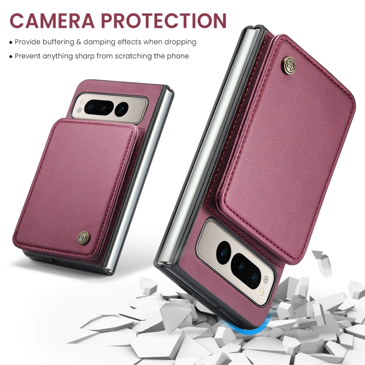 For Google Pixel Fold CaseMe C22 PC+TPU Business Style RFID Anti-theft Leather Phone Case(Wine Red) - Google Cases by CaseMe | Online Shopping South Africa | PMC Jewellery | Buy Now Pay Later Mobicred