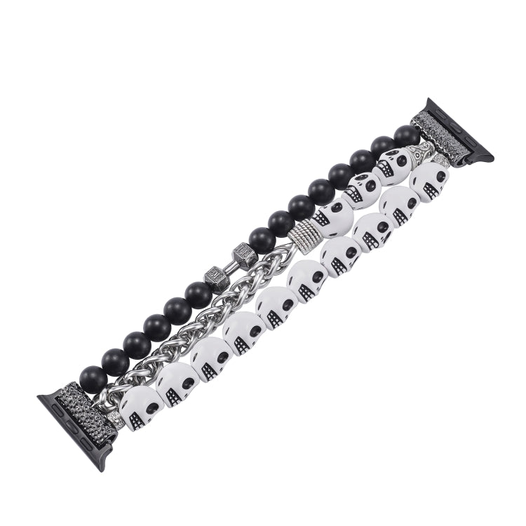 For Apple Watch Ultra 2 49mm Skull Beaded Watch Band(White) - Watch Bands by PMC Jewellery | Online Shopping South Africa | PMC Jewellery