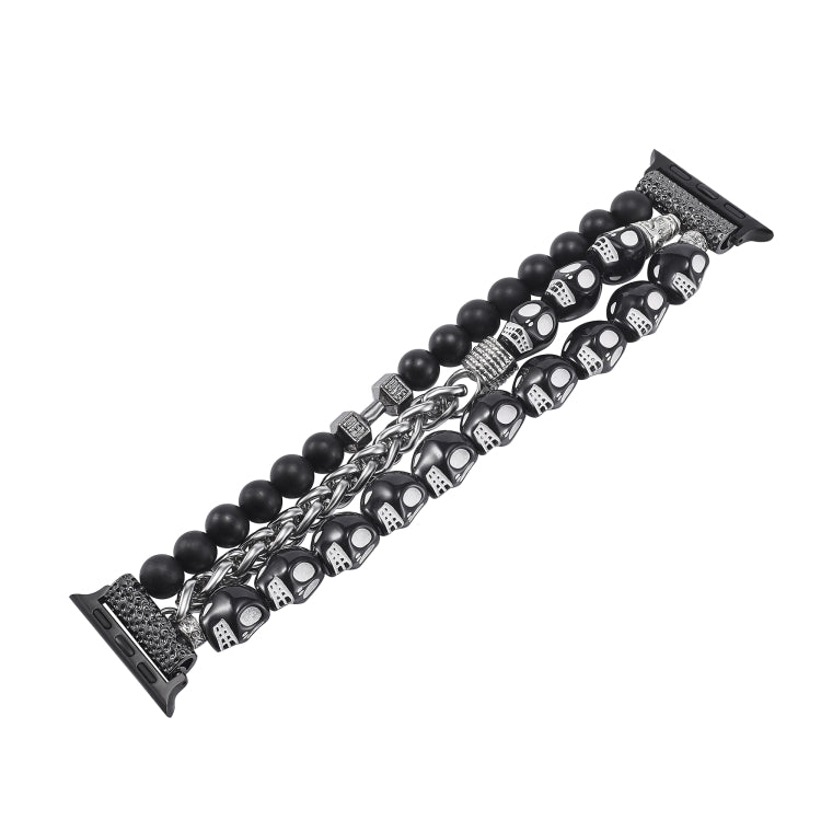 For Apple Watch Series 8 41mm Skull Beaded Watch Band(Black) - Watch Bands by PMC Jewellery | Online Shopping South Africa | PMC Jewellery