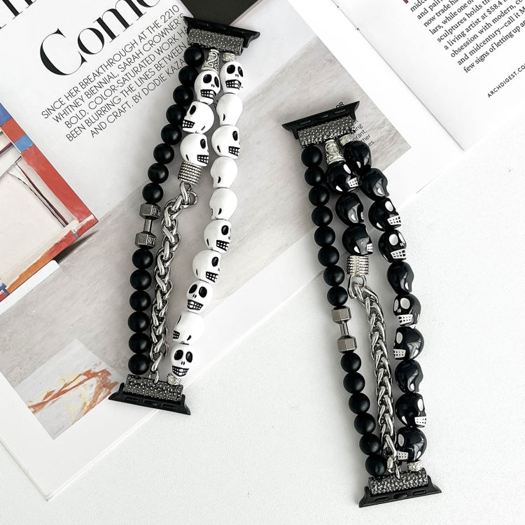 For Apple Watch Ultra 2 49mm Skull Beaded Watch Band(White) - Watch Bands by PMC TechLife | Online Shopping South Africa | PMC TechLife