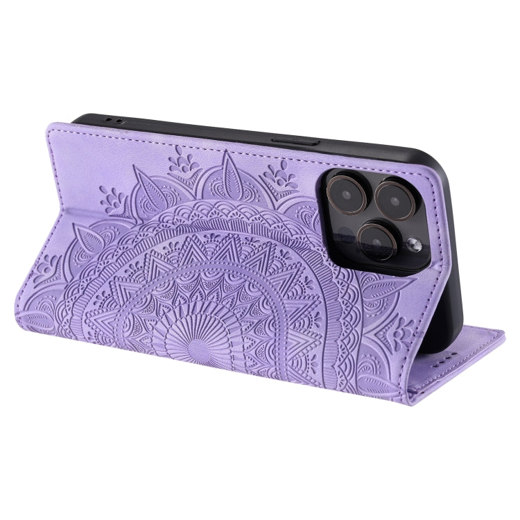 For iPhone 16 Pro Totem Embossed Magnetic Leather Phone Case(Purple) - free shipping - PMC TechLife - Order now!