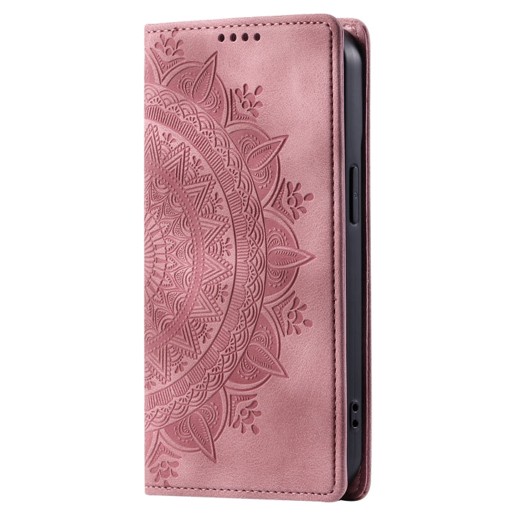 For iPhone 16 Totem Embossed Magnetic Leather Phone Case(Rose Gold) - iPhone 16 Cases by PMC Jewellery | Online Shopping South Africa | PMC Jewellery | Buy Now Pay Later Mobicred