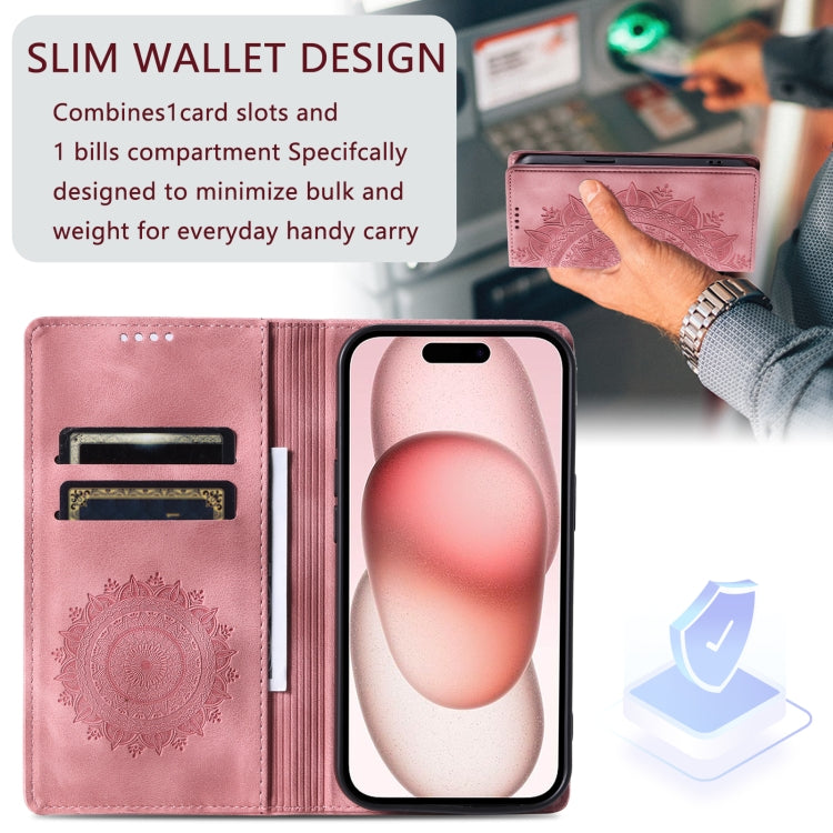 For iPhone 16 Totem Embossed Magnetic Leather Phone Case(Rose Gold) - free shipping - PMC TechLife - Order now!